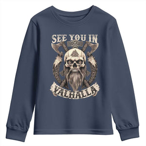 Viking Youth Sweatshirt See You In Valhalla TS09 Navy Print Your Wear