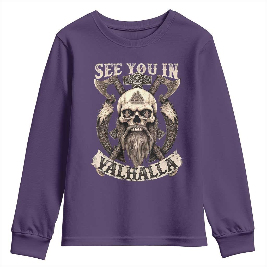 Viking Youth Sweatshirt See You In Valhalla TS09 Purple Print Your Wear