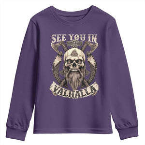 Viking Youth Sweatshirt See You In Valhalla TS09 Purple Print Your Wear