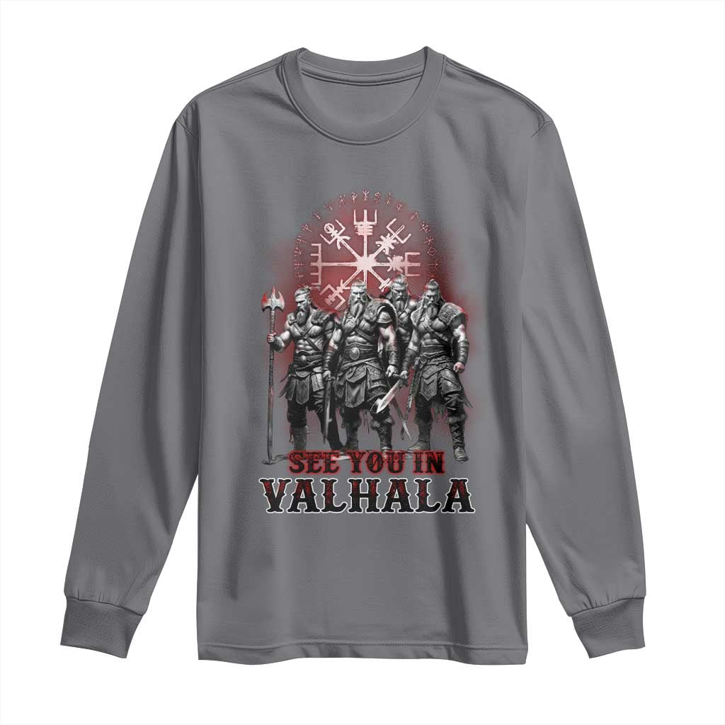 Viking Warrior Long Sleeve Shirt See You In Valhalla TS09 Charcoal Print Your Wear