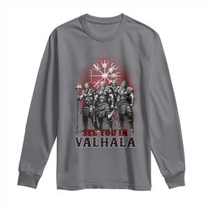 Viking Warrior Long Sleeve Shirt See You In Valhalla TS09 Charcoal Print Your Wear