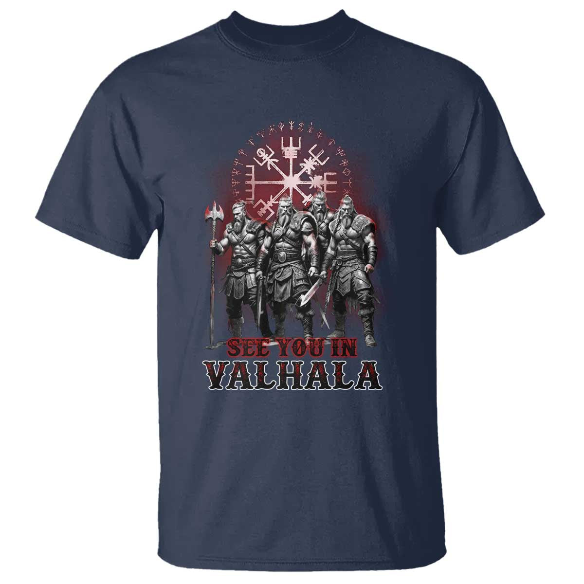 Viking Warrior T Shirt See You In Valhalla TS09 Navy Print Your Wear