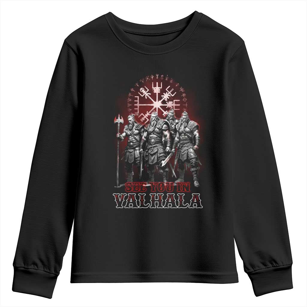 Viking Warrior Youth Sweatshirt See You In Valhalla TS09 Black Print Your Wear