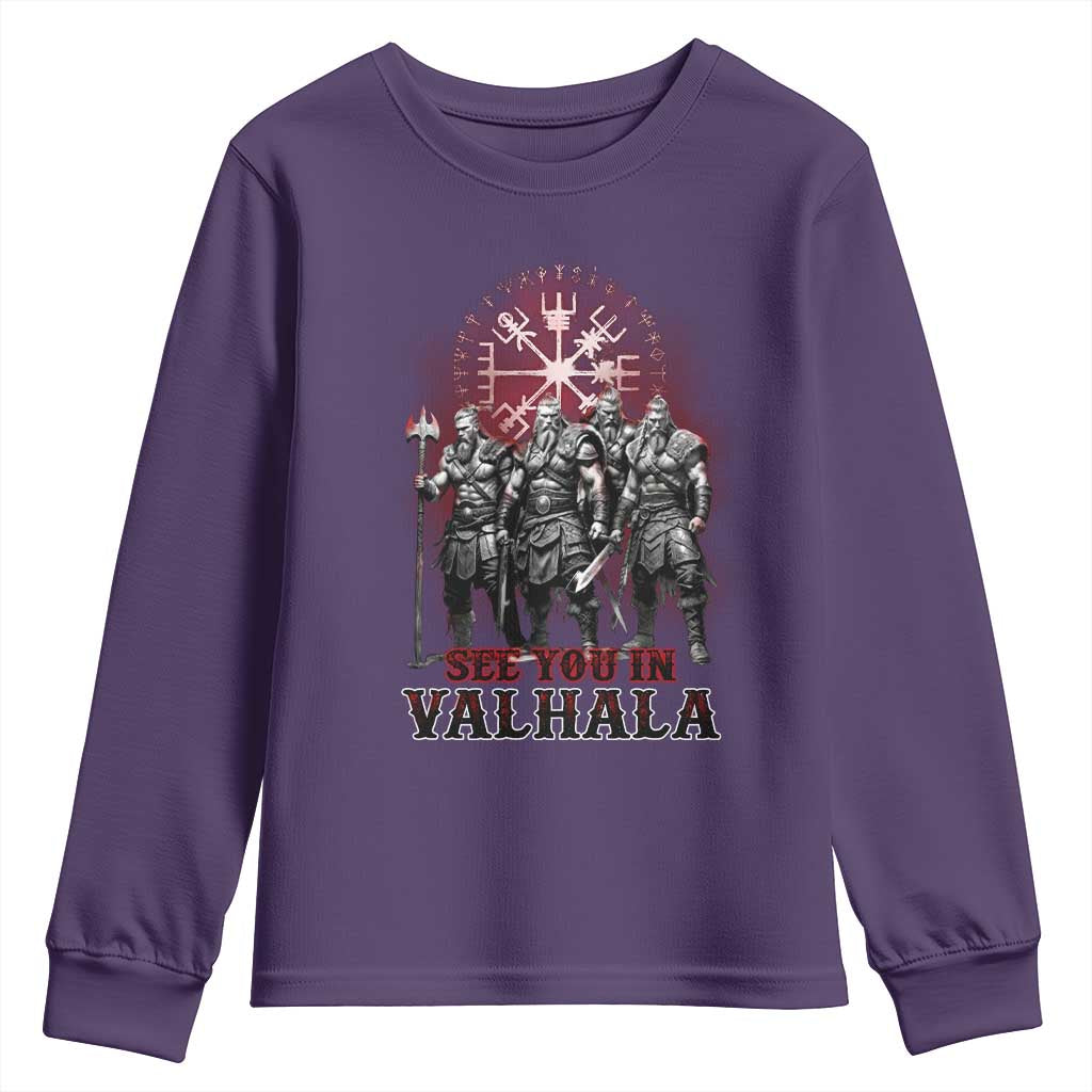 Viking Warrior Youth Sweatshirt See You In Valhalla TS09 Purple Print Your Wear
