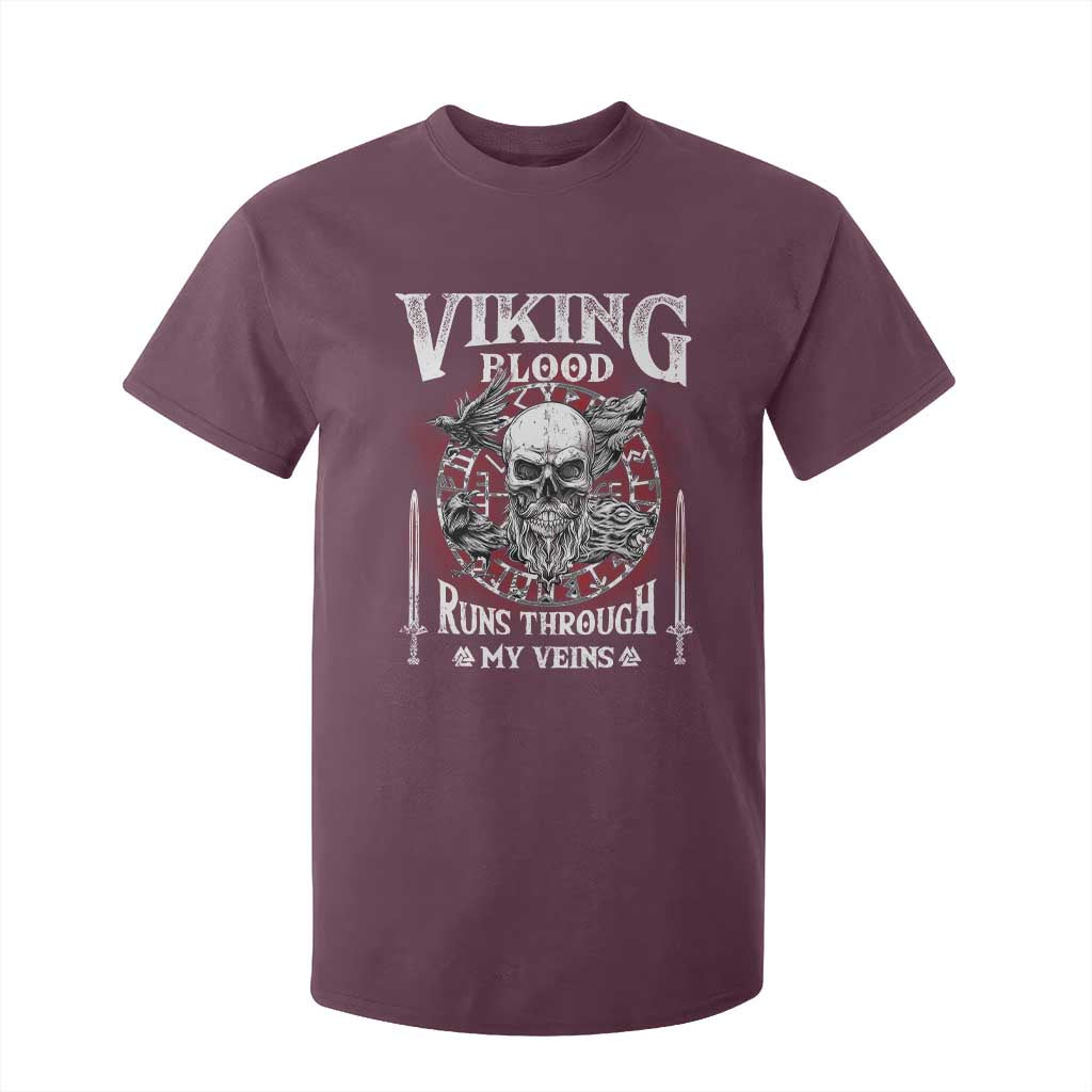 Viking Blood Runs Through My Veins T Shirt For Kid TS09 Maroon Print Your Wear