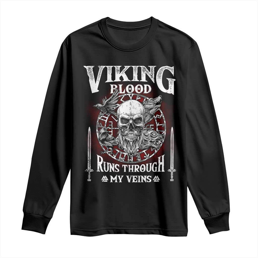 Viking Blood Runs Through My Veins Long Sleeve Shirt TS09 Black Print Your Wear