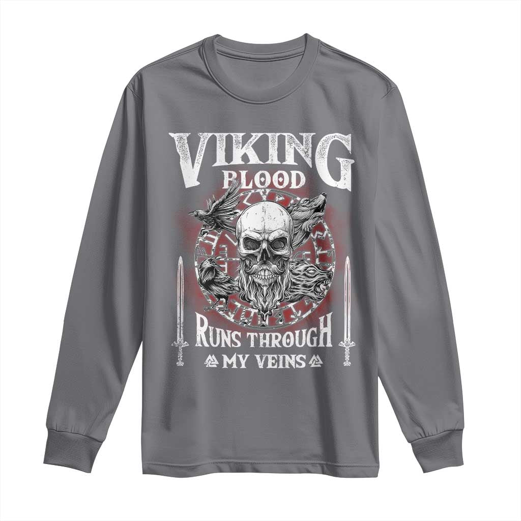 Viking Blood Runs Through My Veins Long Sleeve Shirt TS09 Charcoal Print Your Wear