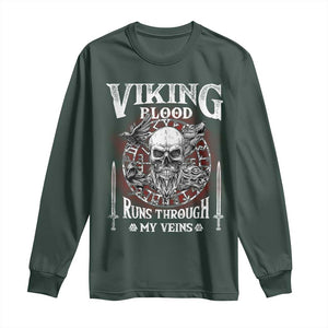 Viking Blood Runs Through My Veins Long Sleeve Shirt TS09 Dark Forest Green Print Your Wear