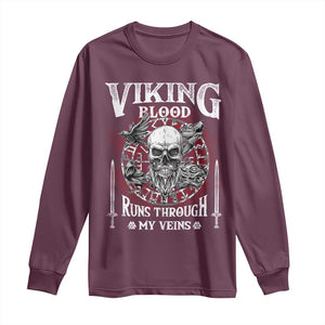 Viking Blood Runs Through My Veins Long Sleeve Shirt TS09 Maroon Print Your Wear