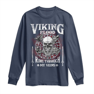 Viking Blood Runs Through My Veins Long Sleeve Shirt TS09 Navy Print Your Wear