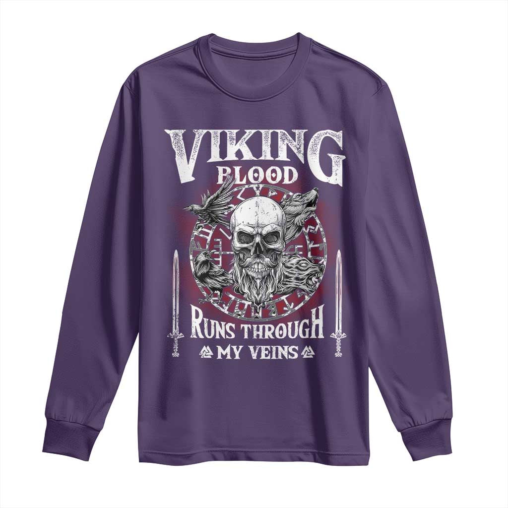 Viking Blood Runs Through My Veins Long Sleeve Shirt TS09 Purple Print Your Wear