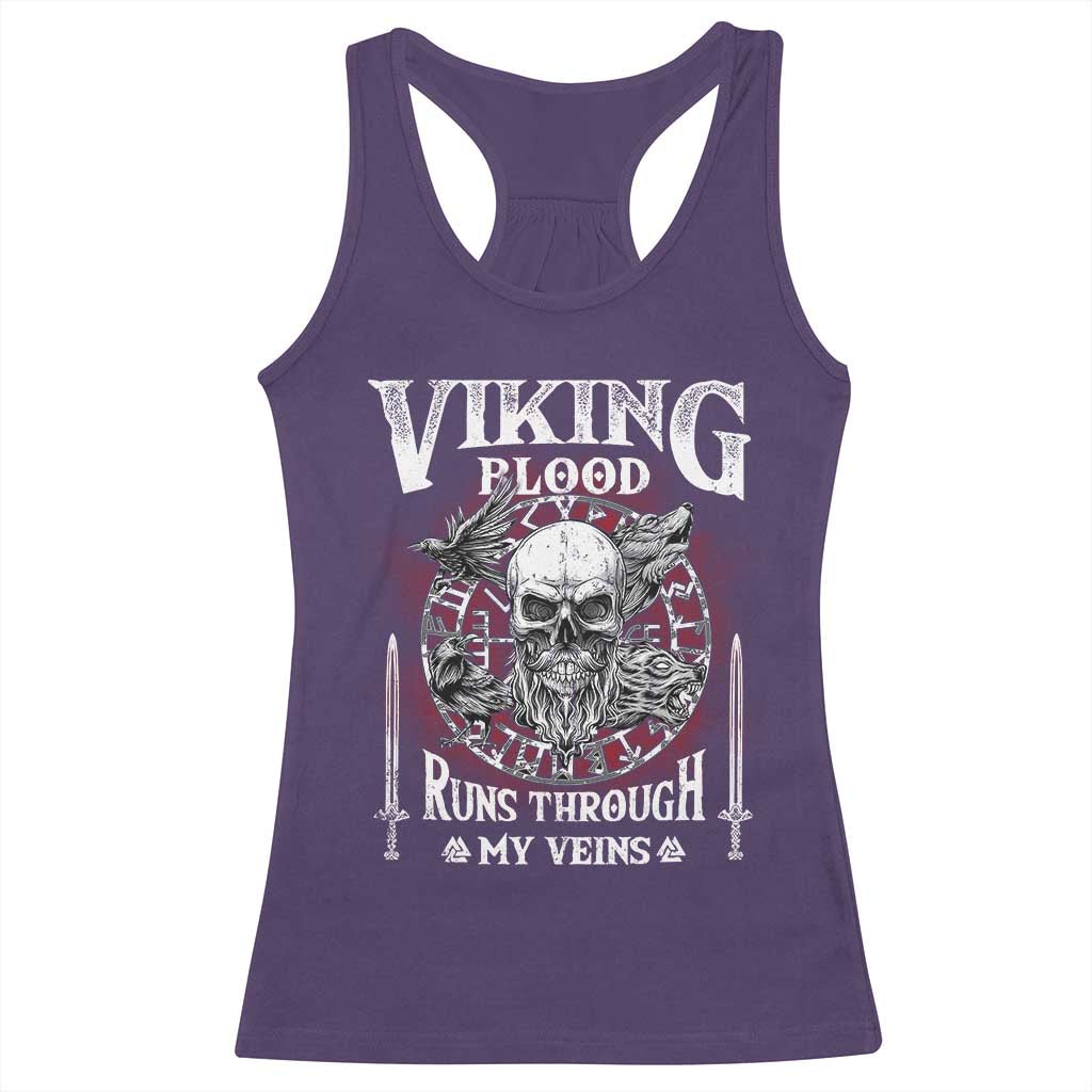 Viking Blood Runs Through My Veins Racerback Tank Top TS09 Purple Print Your Wear