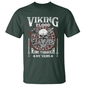 Viking Blood Runs Through My Veins T Shirt TS09 Dark Forest Green Print Your Wear