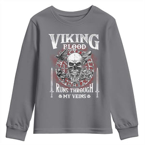 Viking Blood Runs Through My Veins Youth Sweatshirt TS09 Charcoal Print Your Wear