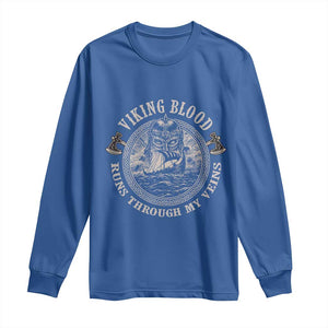 Viking Blood Long Sleeve Shirt Runs Through My Veins TS09 Royal Blue Print Your Wear