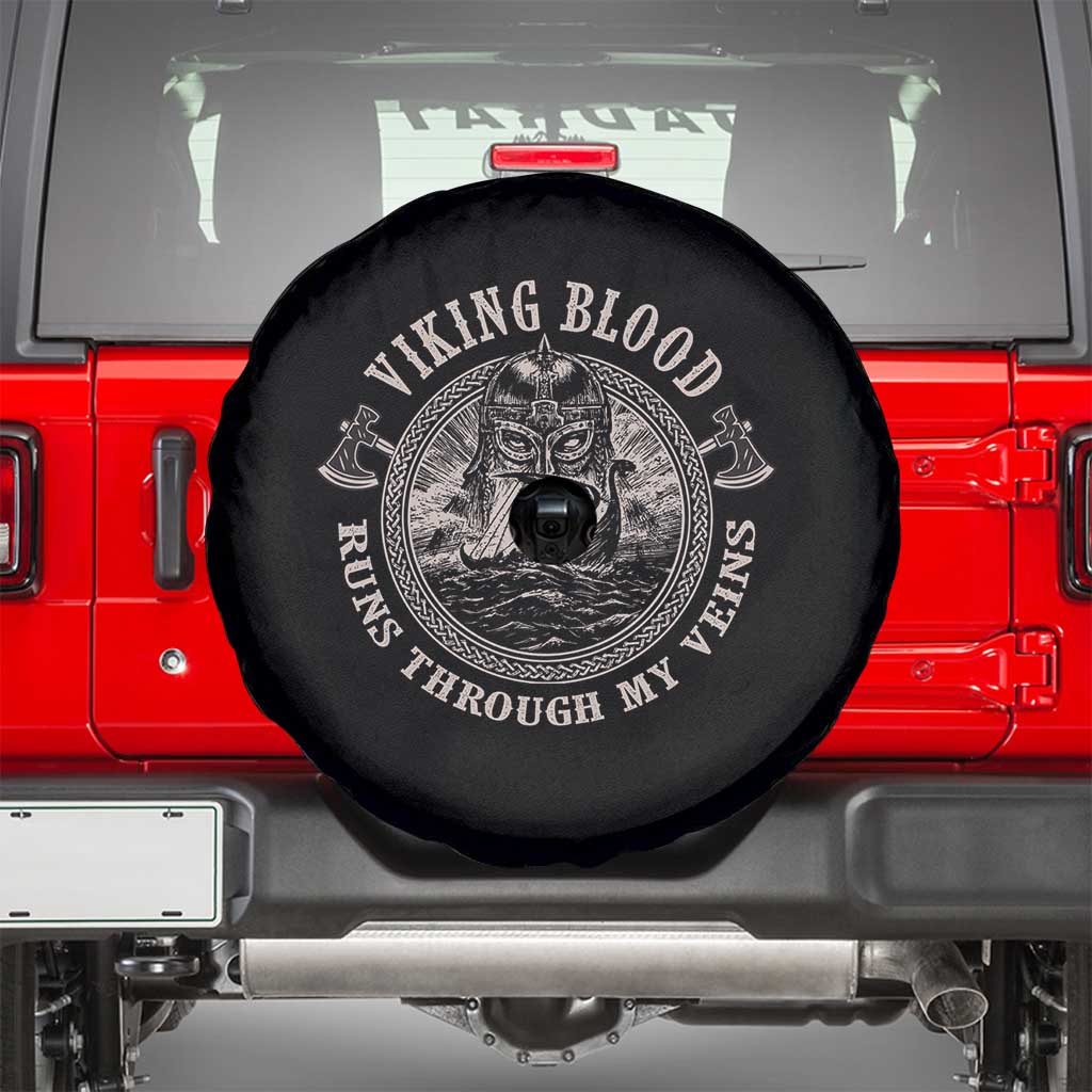 Viking Blood Spare Tire Cover Runs Through My Veins TS09 Black Print Your Wear