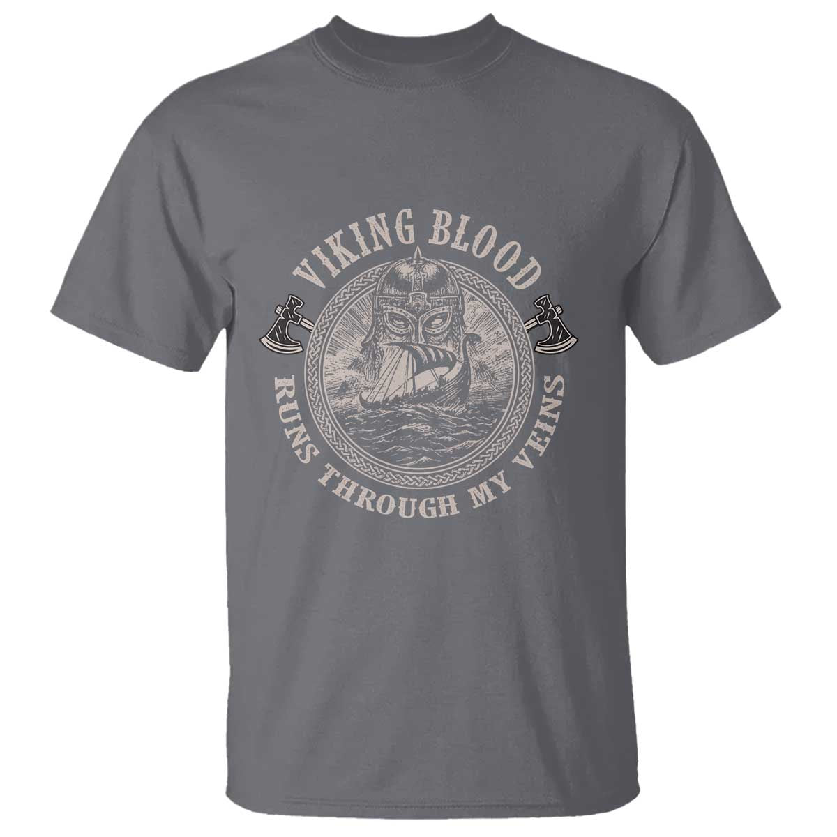 Viking Blood T Shirt Runs Through My Veins TS09 Charcoal Print Your Wear