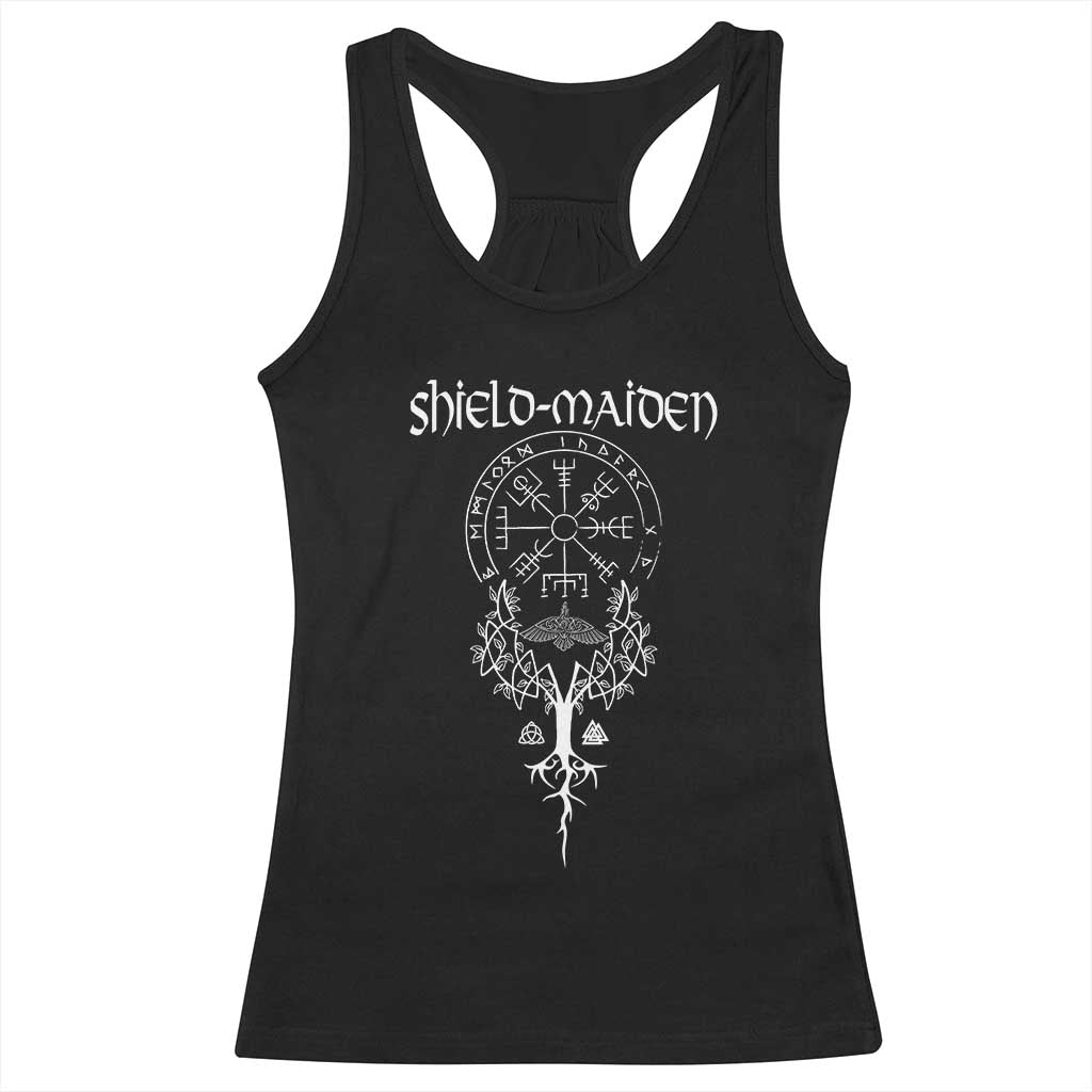 Shield Maiden Racerback Tank Top Female Warrior Scandinavian Folklore Mythology TS09 Black Print Your Wear