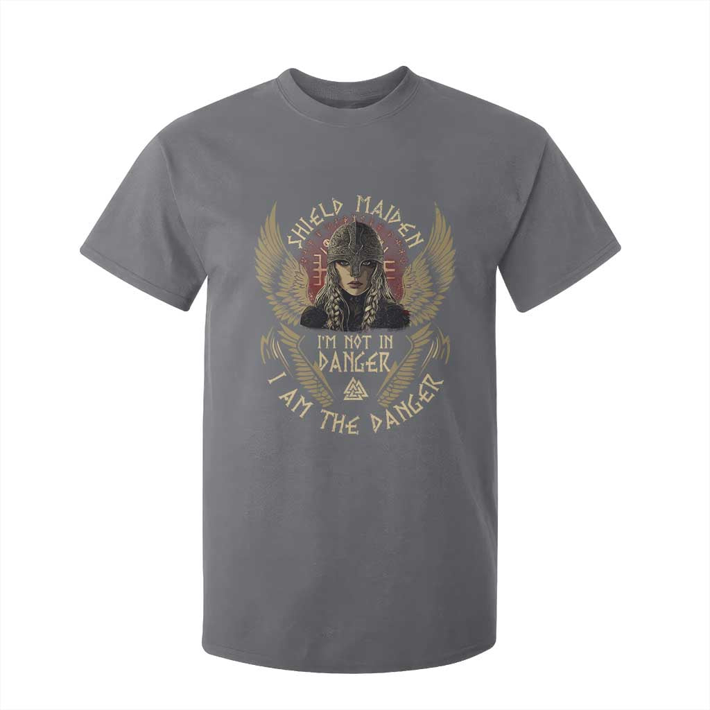 Shield Maiden T Shirt For Kid I Am The Danger Female Warrior Scandinavian Folklore Mythology TS09 Charcoal Print Your Wear