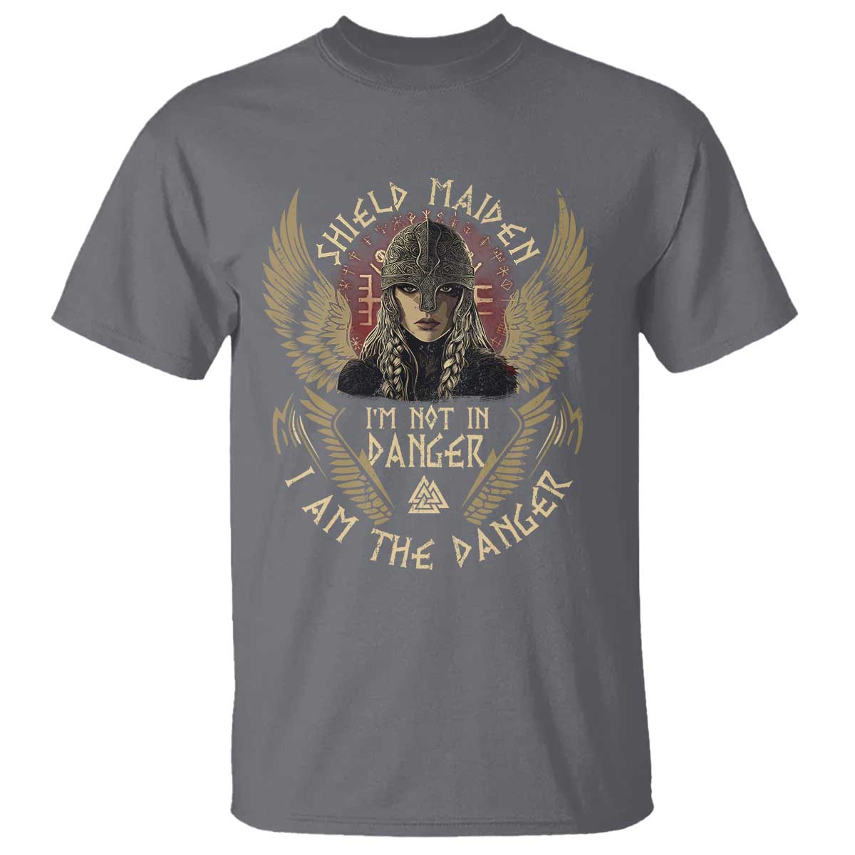 Shield Maiden T Shirt I Am The Danger Female Warrior Scandinavian Folklore Mythology TS09 Charcoal Print Your Wear