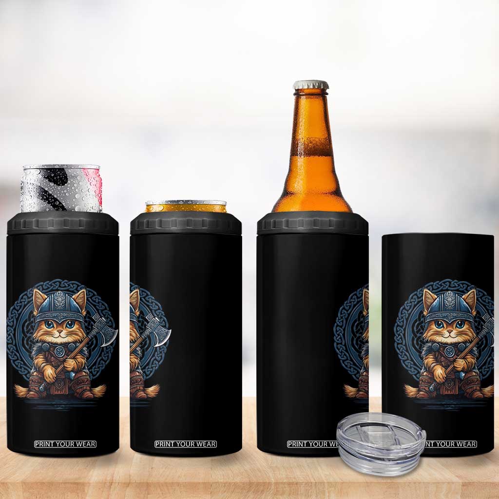 Nordic Norse Viking Cat Warrior 4 in 1 Can Cooler Tumbler TS09 Print Your Wear