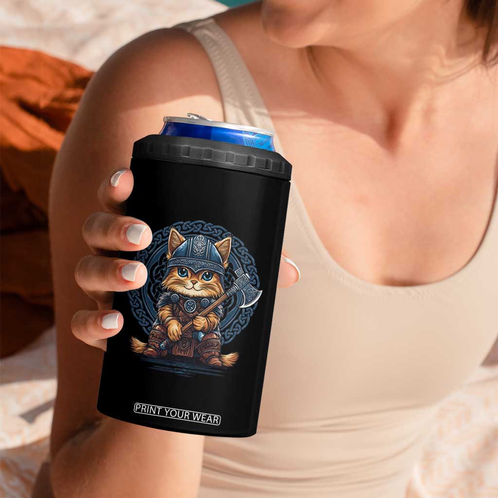 Nordic Norse Viking Cat Warrior 4 in 1 Can Cooler Tumbler TS09 Print Your Wear