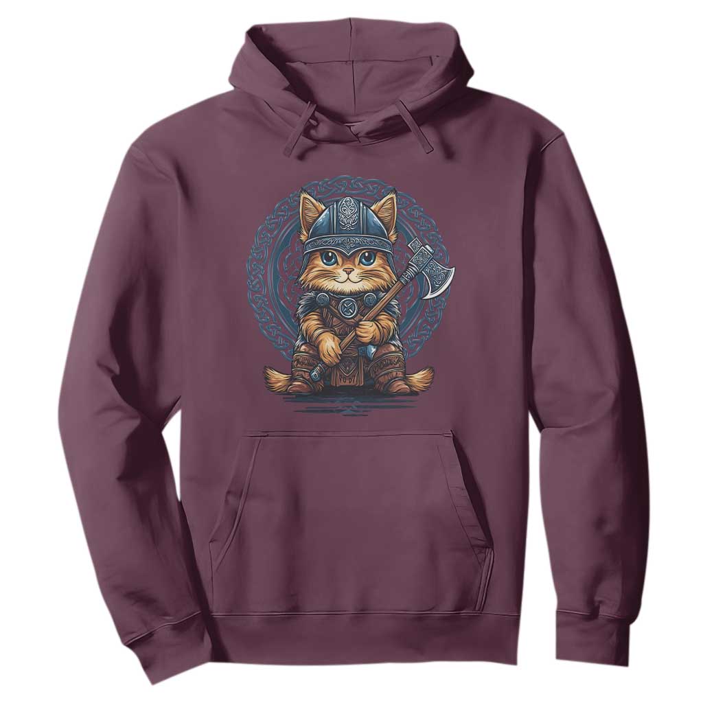 Nordic Norse Viking Cat Warrior Hoodie TS09 Maroon Print Your Wear