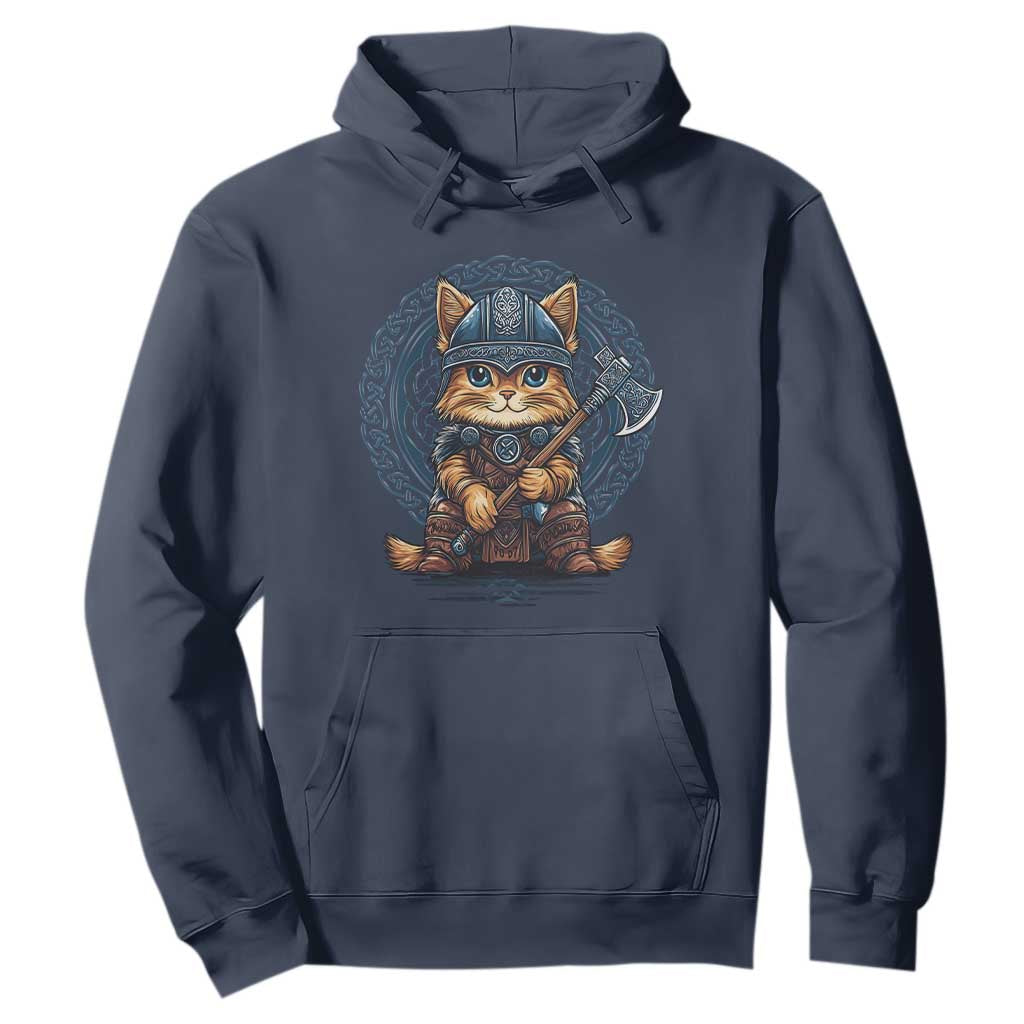 Nordic Norse Viking Cat Warrior Hoodie TS09 Navy Print Your Wear