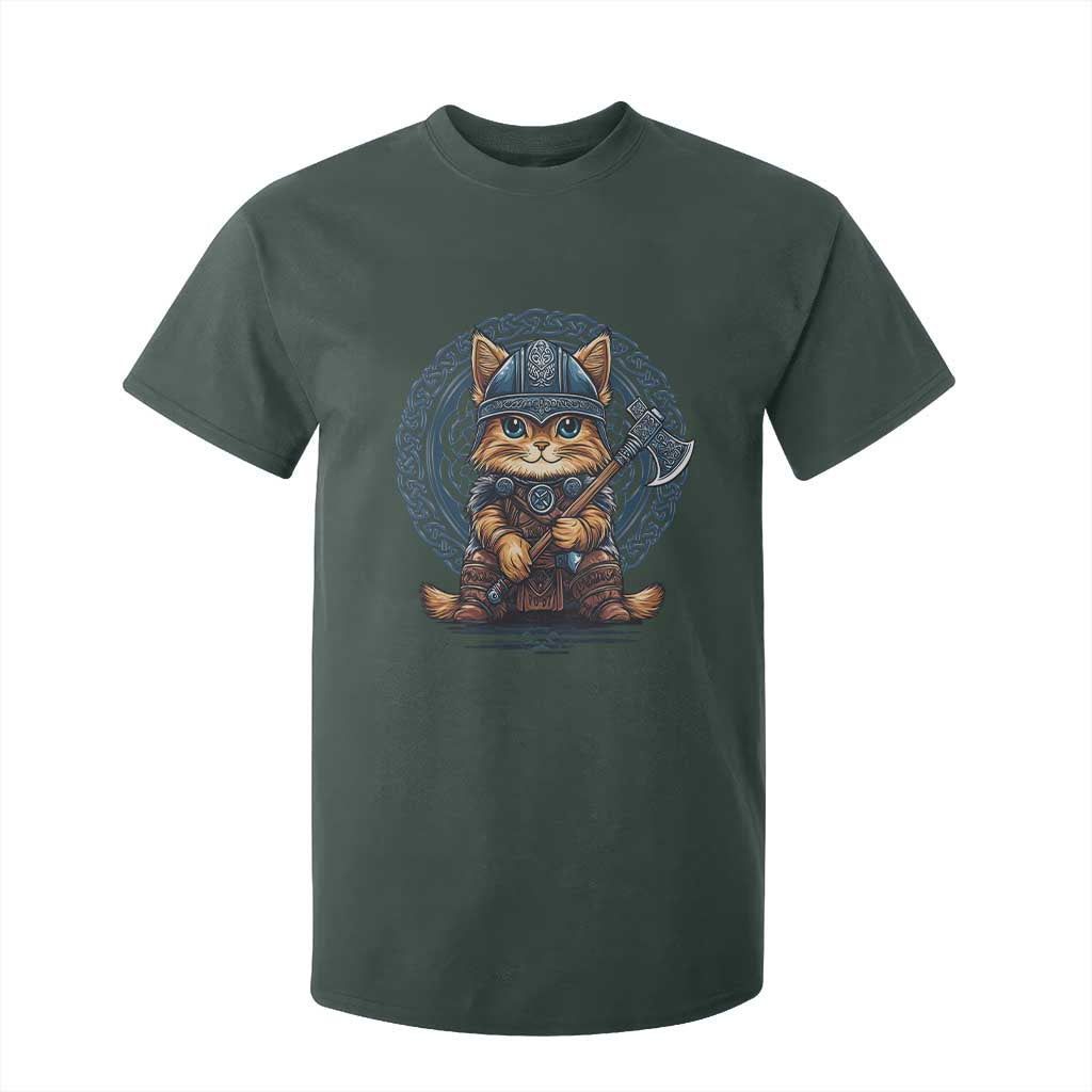 Nordic Norse Viking Cat Warrior T Shirt For Kid TS09 Dark Forest Green Print Your Wear
