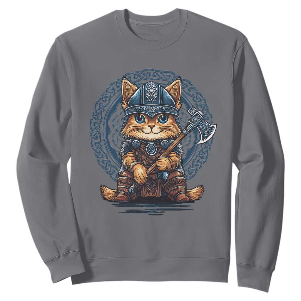 Nordic Norse Viking Cat Warrior Sweatshirt TS09 Charcoal Print Your Wear