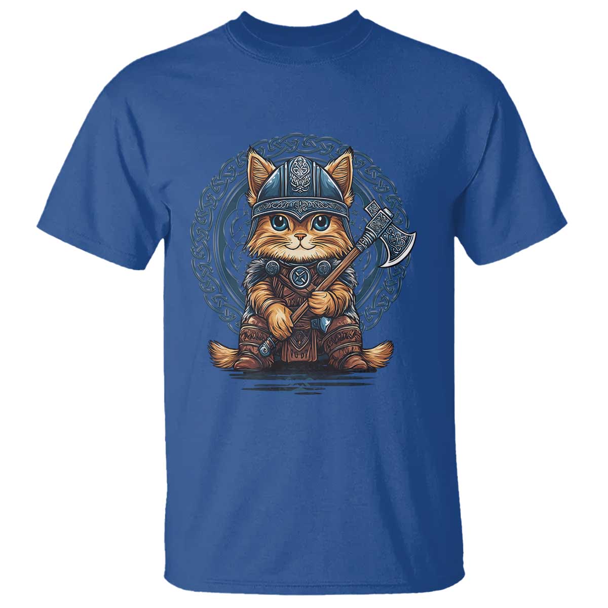 Nordic Norse Viking Cat Warrior T Shirt TS09 Royal Blue Print Your Wear