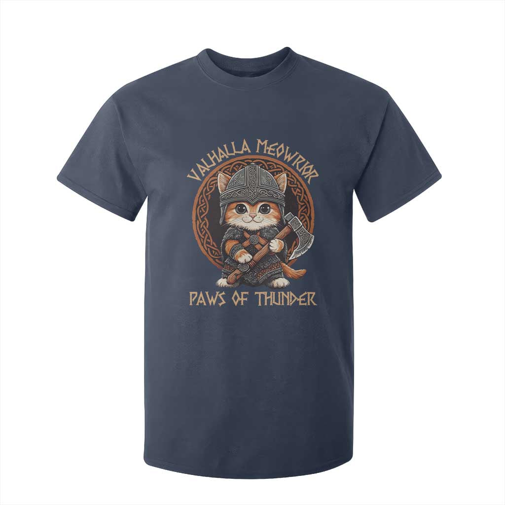 Viking Cat T Shirt For Kid Norse Mythology Cat Warrior TS09 Navy Print Your Wear