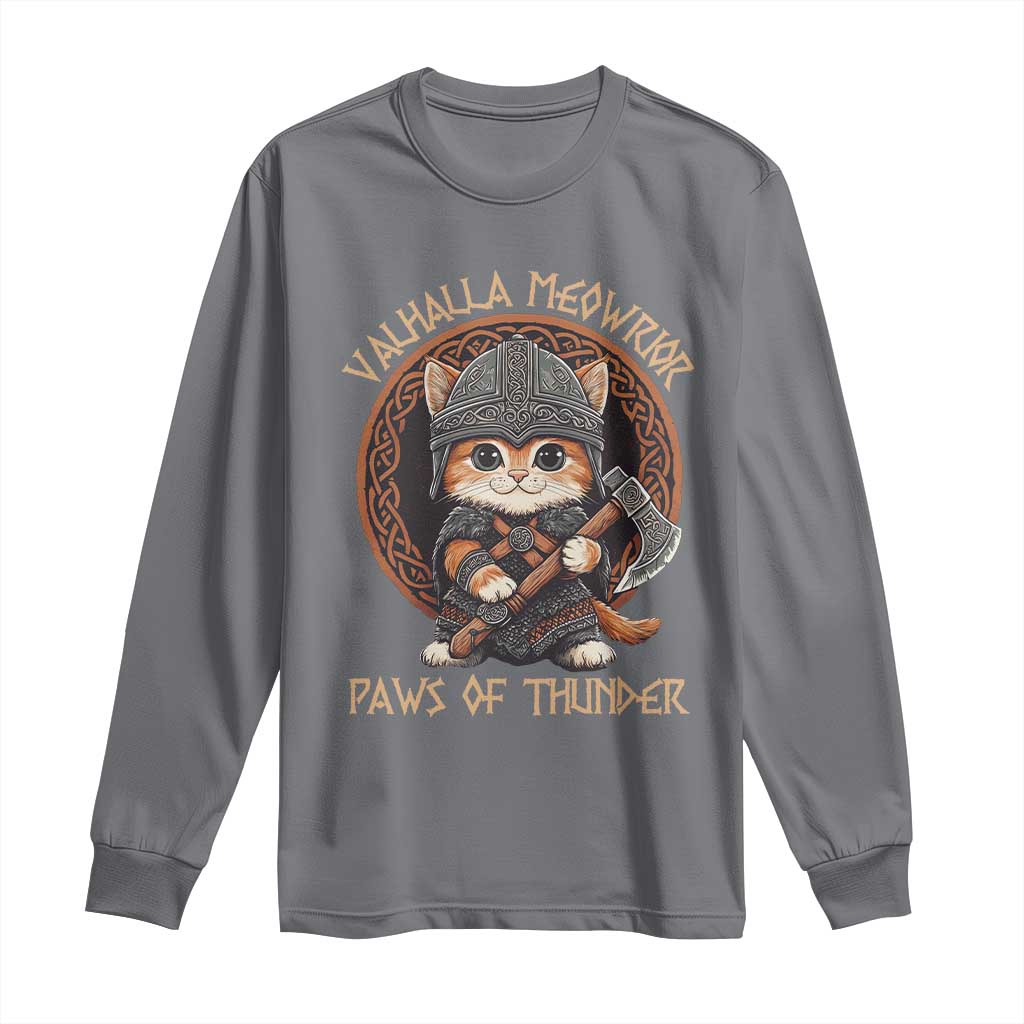Viking Cat Long Sleeve Shirt Norse Mythology Cat Warrior TS09 Charcoal Print Your Wear