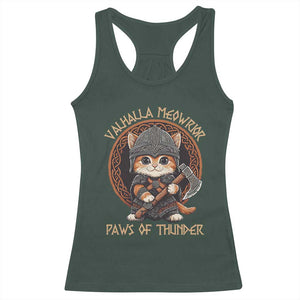 Viking Cat Racerback Tank Top Norse Mythology Cat Warrior TS09 Dark Forest Green Print Your Wear
