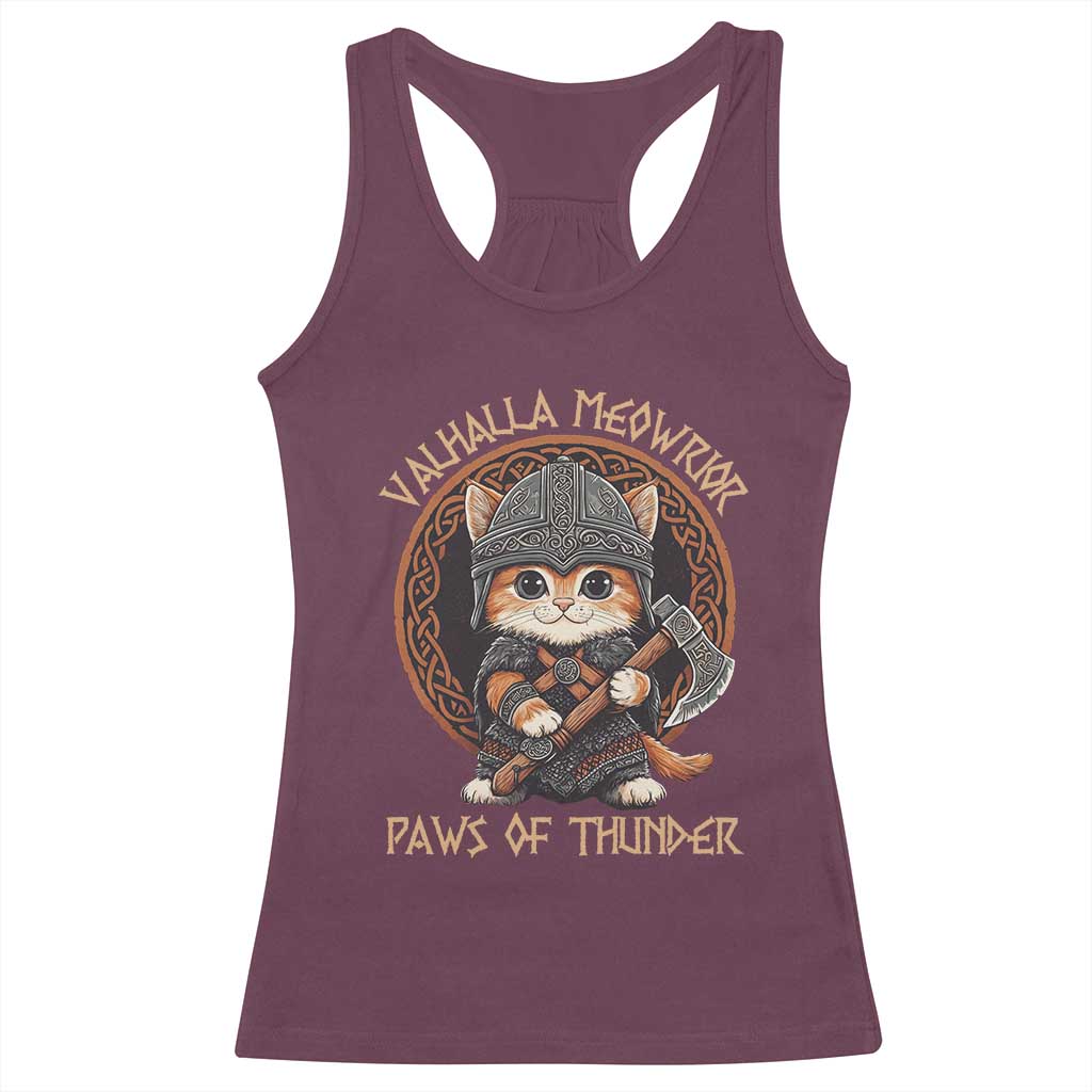 Viking Cat Racerback Tank Top Norse Mythology Cat Warrior TS09 Maroon Print Your Wear
