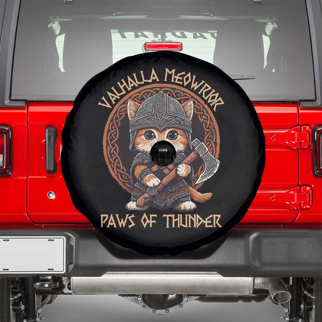 Viking Cat Spare Tire Cover Norse Mythology Cat Warrior TS09 Black Print Your Wear