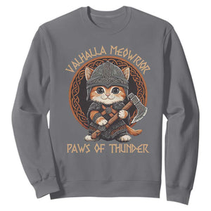 Viking Cat Sweatshirt Norse Mythology Cat Warrior TS09 Charcoal Print Your Wear