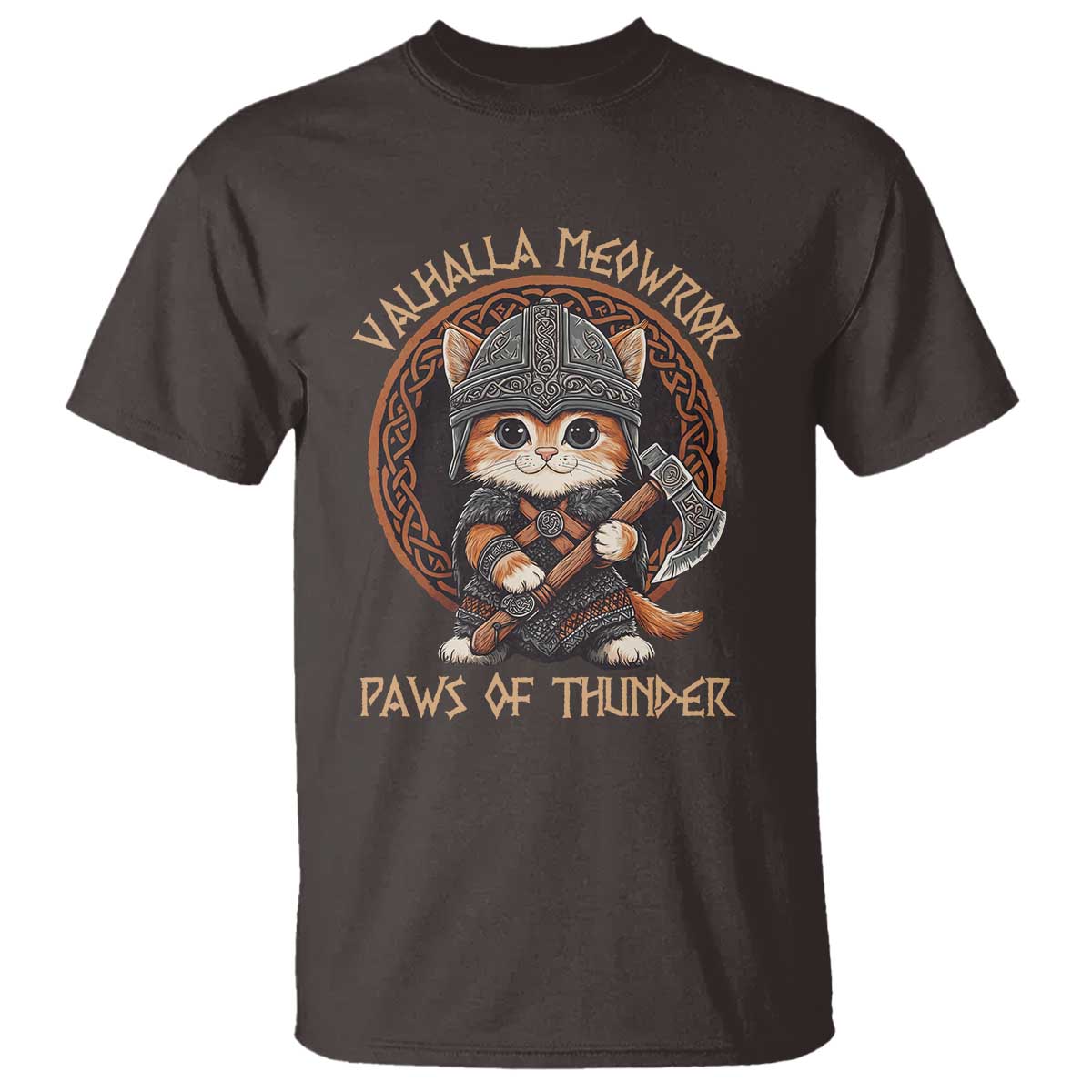 Viking Cat T Shirt Norse Mythology Cat Warrior TS09 Dark Chocolate Print Your Wear