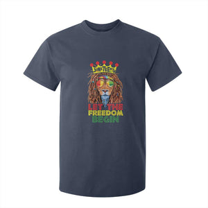 Juneteenth T Shirt For Kid Lion Rasta Let The Freedom Begin African American TS09 Navy Print Your Wear
