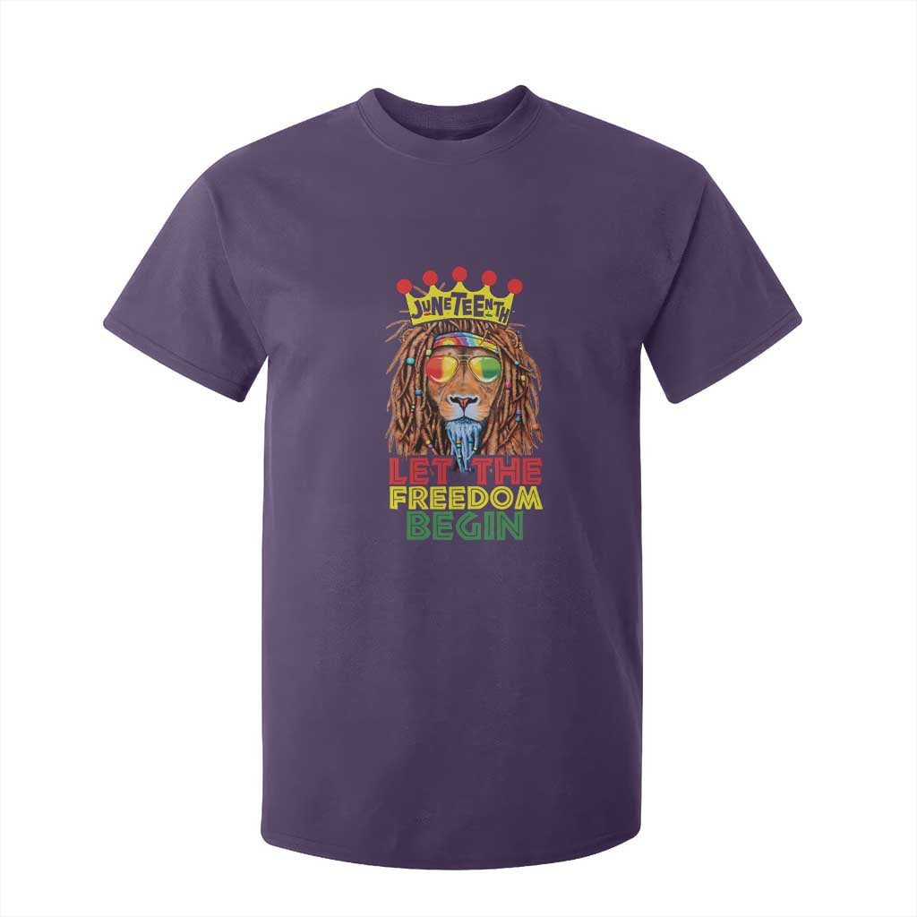Juneteenth T Shirt For Kid Lion Rasta Let The Freedom Begin African American TS09 Purple Print Your Wear
