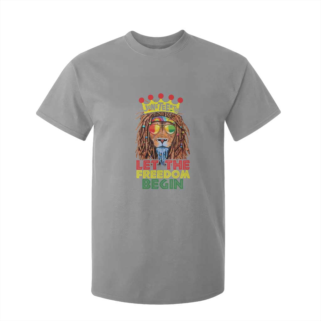 Juneteenth T Shirt For Kid Lion Rasta Let The Freedom Begin African American TS09 Sport Gray Print Your Wear