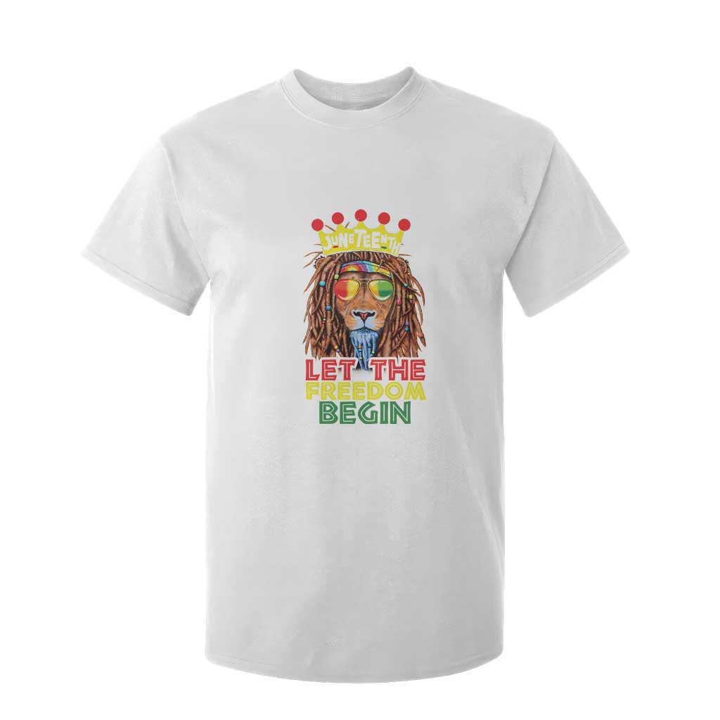 Juneteenth T Shirt For Kid Lion Rasta Let The Freedom Begin African American TS09 White Print Your Wear