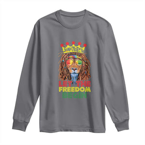 Juneteenth Long Sleeve Shirt Lion Rasta Let The Freedom Begin African American TS09 Charcoal Print Your Wear