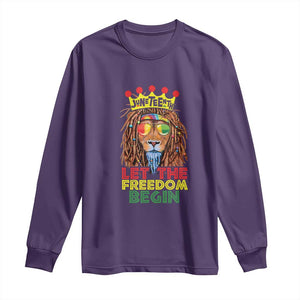 Juneteenth Long Sleeve Shirt Lion Rasta Let The Freedom Begin African American TS09 Purple Print Your Wear