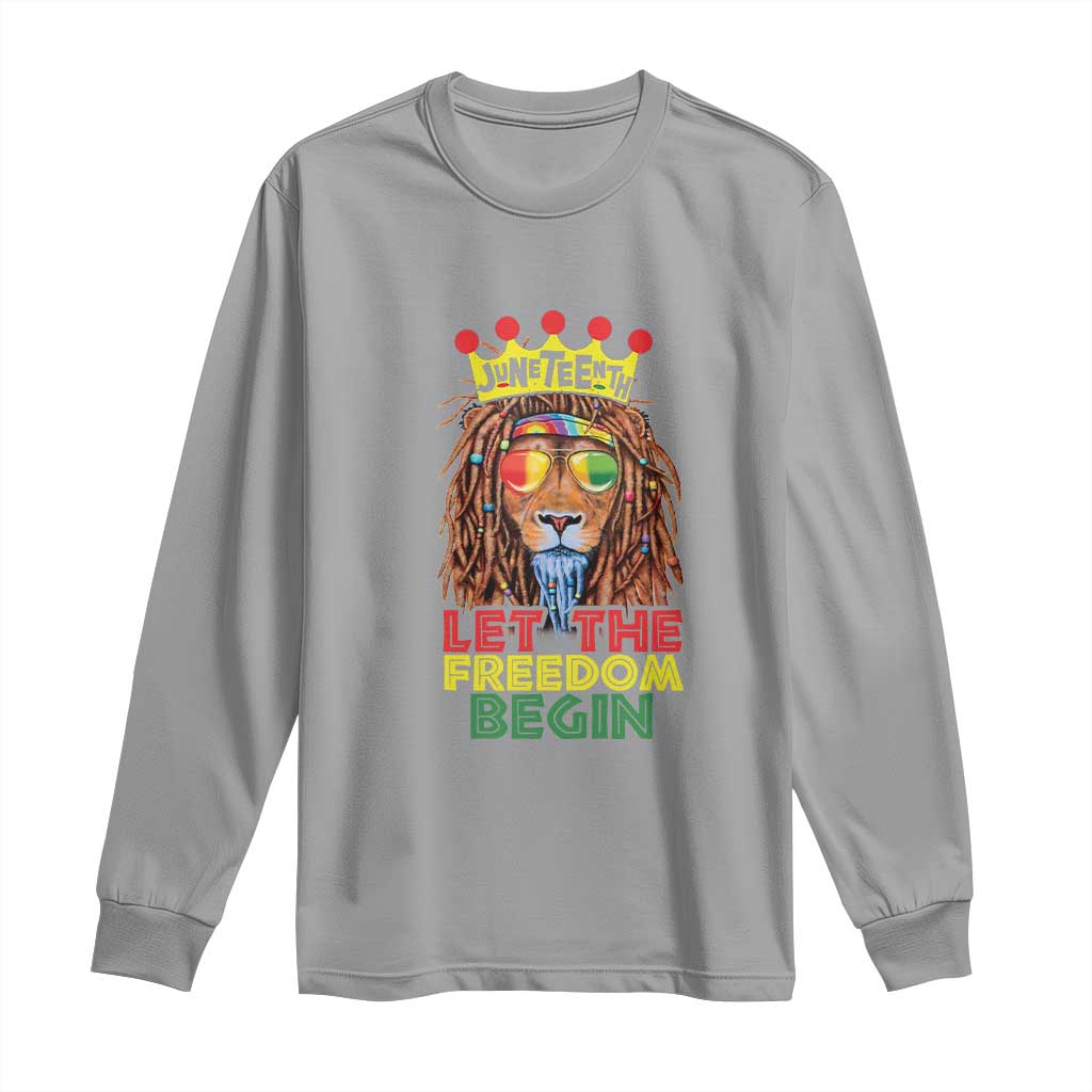 Juneteenth Long Sleeve Shirt Lion Rasta Let The Freedom Begin African American TS09 Sport Gray Print Your Wear