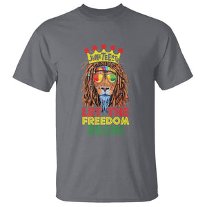 Juneteenth T Shirt Let The Freedom Begin Lion Rasta TS09 Charcoal Print Your Wear