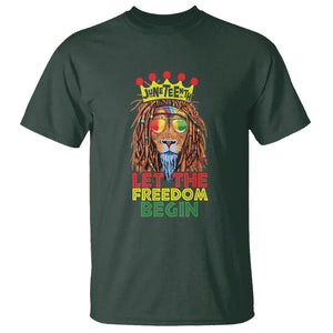 Juneteenth T Shirt Let The Freedom Begin Lion Rasta TS09 Dark Forest Green Print Your Wear