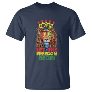 Juneteenth T Shirt Let The Freedom Begin Lion Rasta TS09 Navy Print Your Wear