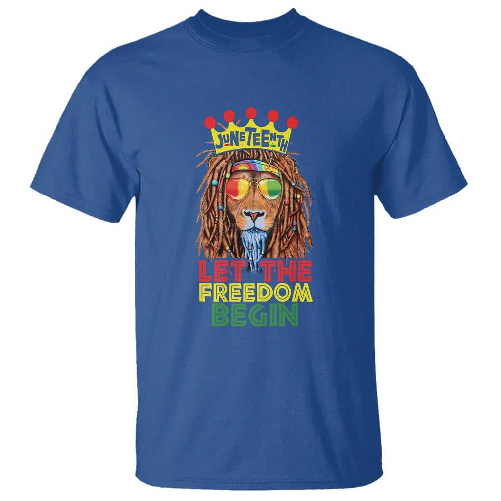 Juneteenth T Shirt Let The Freedom Begin Lion Rasta TS09 Royal Blue Print Your Wear