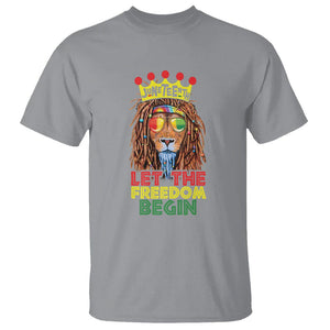 Juneteenth T Shirt Let The Freedom Begin Lion Rasta TS09 Sport Gray Print Your Wear